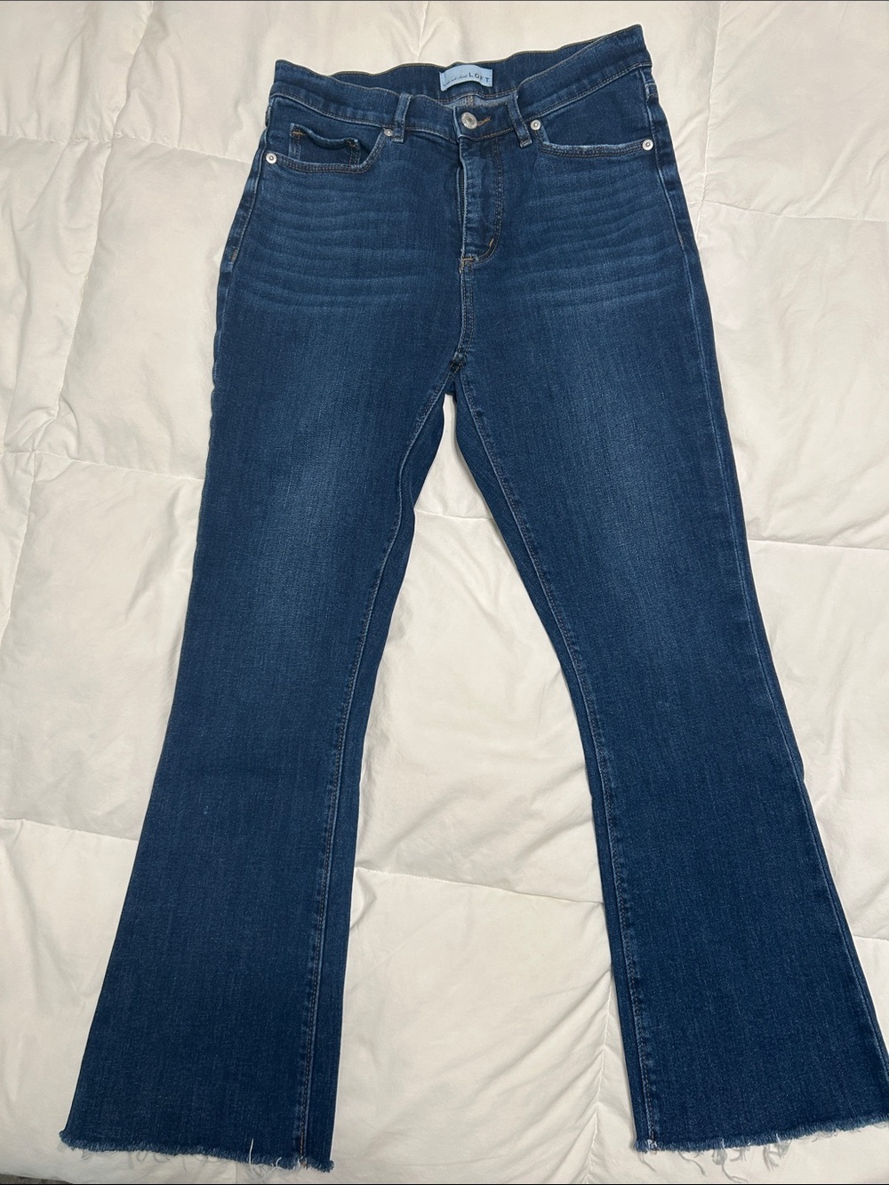 LOFT Dark Blue Cropped Flare Jeans